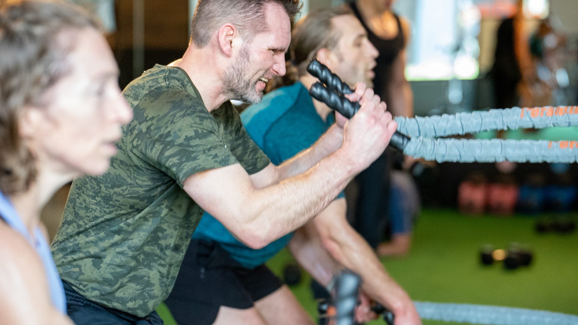 Team training class in session at Fulcrum Fitness Portland